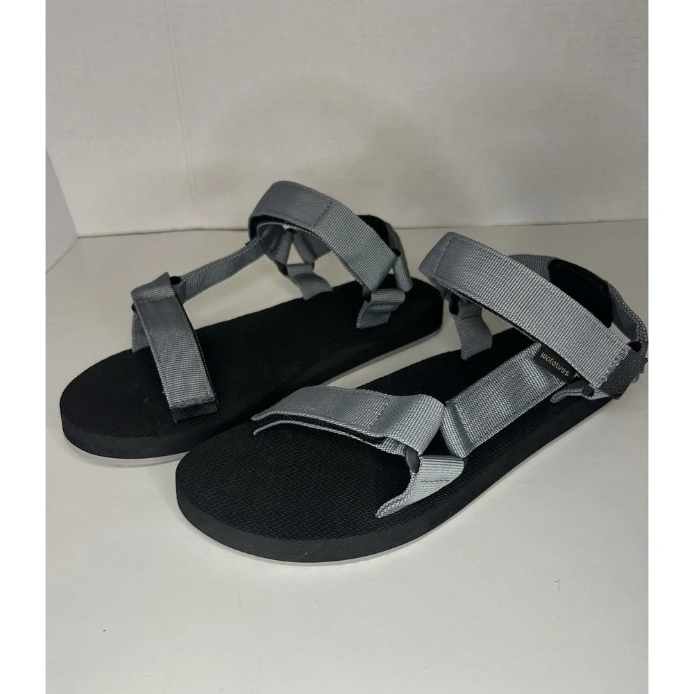 Watelves Mens Grey Sport Sandals Adjustable Strap Size 43/10 Hiking Casual Shoes